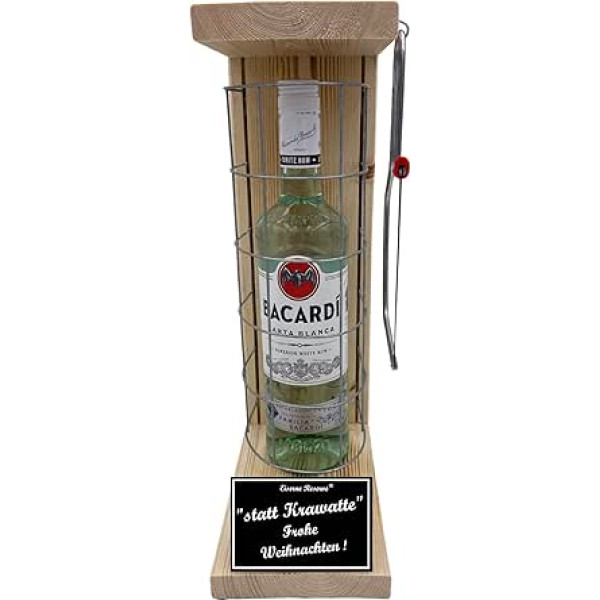 Bacardi dāvana Ziemassvētkiem Bacardi dāvanu komplekts - Iron Reserve Grid Cage Text Black/W Instead of Tie Merry Christmas Rum (1 x 0,70 L)