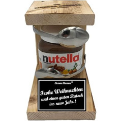 Ziemassvētku Nutella dāvana - Dzelzs rezerves karote Nutella - smieklīgs dāvanu komplekts Nutella mīļotājiem - Teksts: Frohe Weihnachten und einen guten Rutsch...