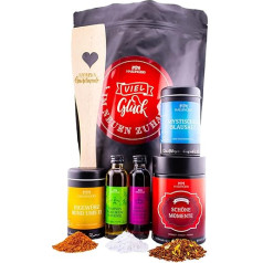 Hallingers Good Luck in the New Home XXL - Apsveicam Wonder Bag XXL dāvanu komplekts Olīveļļas etiķis Etiķa olu olu garšviela Sāls tēja un lāpstiņa (soma) - Mātes dienas dāvana un dāvanu idejas Tēva dienai | Dzimšana