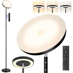 Grīdas lampa, 36 W/3600 LM, īpaši spilgta LED moderna grīdas lampa, 3 krāsu temperatūras lukturi, aptumšojama lasīšanas gaisma, tālvadības pults un skārienvadība viesistabai, guļamistabai, birojam (mono)