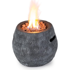 Blumfeldt Andros gāzes kamīns, Ugunskura bedre, sildītājs un ugunskura bedre, 40 000 BTU/13kW, nerūsējošā tērauda deglis, gāzes sildītājs, pelēks/balts