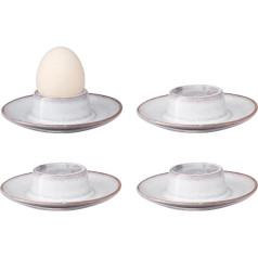 Bluweet 4 porcelāna olu kausu komplekts, 4 porcelāna olu kausi ar apaļiem stūriem, saliekami viens uz otra, pelēks