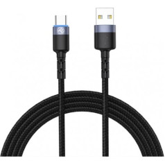 Tellur Data cable, USB to Type-C, LED Light, Nylon, 2m black