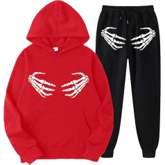 Eauptffy Sieviešu treniņtērps, kapuci augšdaļa un treniņbikses, kapuci komplekts Halloween drukas skriešanas kostīms 2 gabali ar kapuci Tracksuit Lounge Loose Loungewear tērpi Svētku stilīgs sporta apģērbs skriešana