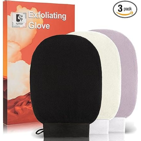 Eksfoliējošs cimds, augstas kvalitātes eksfoliējošs cimds normālai un sausai ādai, ķermeņa skrubis pašiedeguma noņemšanai un lietošanai, izgatavots no viskozes šķiedras (melns, balts, pelēks)