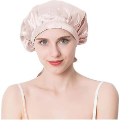 100% zīdkoka zīdkoka dušas cepure, guļammēte, grezna matu kopšana, elpojoša, elastīga, stilīga, ar joslu (rozā)