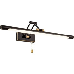 Vintage LED spoguļlampa vannas istabai, retro misiņa vannas istabas gaisma ar slēdzi, regulējama un salokāma, vannas istabas 7 W spoguļlampa, sienas apgaismojums, 35 cm, 560 lm, 4000 K, neitrāli balta, melna