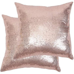 Mūžīgais skaistums Dekoratīvie Sequin spilvens Cover Square 18 x 18 collu mājas apdares puse ar neredzamu rāvējslēdzēju Rose Gold 18 x 18 collu 2 Pack