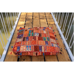 THE ART BOX 88 x 88 x 12 cm, Vintage Patchwork liels āra spilvens, liela suņu gulta, dārza dekors, grīdas sēdekļa spilvens, Boho apdares spilvens (tikai pārvalks)