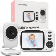 Mammie portatīvais bērnu monitors ar kameru, 360 grādu kamera, bērnu monitors bez WiFi, VOX funkcija, interkoms, nakts redzamība, temperatūras sensors, šūpuļdziesmas, ilgs akumulatora darbības laiks
