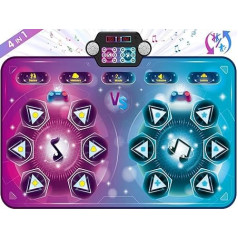 Deju paklājs diviem lietotājiem, elektroniskais deju paklājs (viena spēlētāja režīms un divu spēlētāju režīms), deju spēles spēļu paklājs ar LED bateriju lodziņu rotaļlieta Ziemassvētku dzimšanas dienas dāvana meitenēm un zēniem no