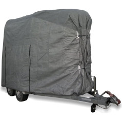 Car-e-Cover Zirgu piekabes vāks M izmērs divu zirgu piekabēm Īpaši izturīgs 4 slāņu flīsa aizsargpārklājums pelēkā krāsā Ūdensnecaurlaidīgs un izturīgs pret UV starojumu Piemērots Ifor Williams HB 505