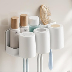 Zobu birstes turētājs, elektriskā zobu birste, zobu birstes kausa turētājs, bez urbšanas, pašlīmējošs zobu birstes turētājs, sienas ar 3 zobu birstes kausiem, dažādām zobu birstēm, zobu pastām un ķemmēm