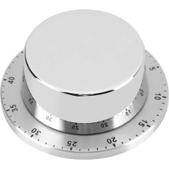 Mehāniskais virtuves taimeris ar magnētisko pamatni, mehāniskās gatavošanas un cepšanas laika noteikšanas rīks (sudraba krāsā)