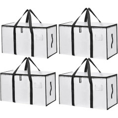 Mesiria 4 Pack Clear Clothes Storage Bags Ūdens izturīgs sabiezināts uzglabāšanas maisiņš, 91L lielas salokāmas iepakojuma kastes skapja organizators Pārvietošanās somas gultasveļas segas sega sega sega rotaļlietas