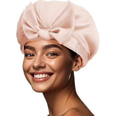 Daudzreiz lietojama ūdensnecaurlaidīga dušas cepure, elastīga peldēšanas cepure, liela dušas cepure, rozā krāsā