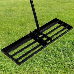 Dārza zāliena nolīdzināšanas grābeklis XL, nerūsējošā tērauda nolīdzināšanas plāksne, pastiprinātas šuves, regulējams, 68-198 cm, pret slīpošanu, augsnes, dārza, zāliena kopšanai, ainavu veidošanai (75 x 25 cm)