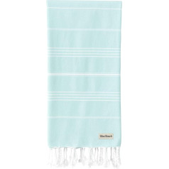 Blue Beach Türkisches Handtuch - 100 x 180 cm großes türkisches Hamam-Pestemal-Handtuch - super drošfähig, schnell trocknend, sandfrei, leicht, kompakte Handtücher für Schwimmen, Bad, Fitnessstudio