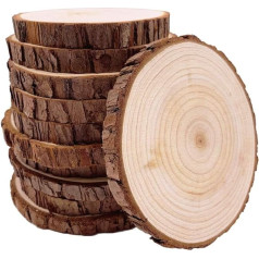 Koka diski 10 gab Koka baļķu diski 11-12 cm Nepabeigti koka riņķi bez urbuma DIY amatniecības kāzu centrālapjomi Ziemassvētku dekorēšana Eglīte disks