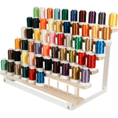 J JACKCUBE DESIGN 60 spoļu diegu turētājs, brīvi stāvošs un pie sienas stiprināms izšūšanas, izšūšanas, šūšanas, pīšanas diegu uzglabāšanas skapis ar tērauda rāmi (balts) - MK1312B