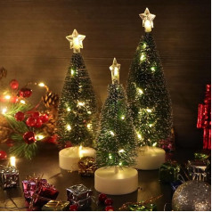 3 LED mini Ziemassvētku eglīšu komplekts, mākslīgās mazās krāsainās gaismiņas, Ziemassvētku eglīte ar LED, mini Ziemassvētku eglīte ar apgaismojumu, Ziemassvētku rotājums 16/19/21 cm