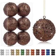 6 10 cm dekoratīvo eglīšu bumbulīšu komplekts, Ziemassvētku bumbulīšu ornaments ar hologrāfiskām mirdzuma spīdumiem, Ziemassvētku eglīšu rotājumi, smalki rotājumi Ziemassvētku eglītei, Ziemassvētku kāzu svinībām,