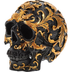 WINOMO Halloween galvaskausu rotājumi Zelta galvaskausi Karvinga galvaskausi Melna galvaskausa galva Dekoratīvie sveķu galvaskausu rotājumi Galvaskausa galvas figūra Galvaskausa figūra Galvaskausa figūra Galvaskausa miniatūra (zelta)