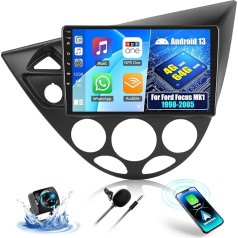 OiLiehu 4+64G Android 13 Double DIN Radio Carplay Android automašīnai Ford Focus MK1 C170 1998-2005 Auto radio ar ekrānu 9 collas ar spoguļa saiti Bluetooth FM RDS GPS WiFi SWC EQ + atpakaļgaitas kamera