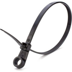 Ukcable Ties Skrūvju stiprinājuma kabeļu saites 4,8 mm x 200 mm melnas - 100 gab. iepakojumā