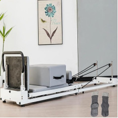 LQQQHFSW Pilates Reformer mašīna, salokāma Pilates Reformer mašīna, daudzfunkcionāla jogas gulta, vingrinājumi, jogas aprīkojums mājās un sporta zālē