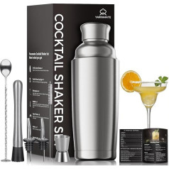 YARRAMATE kokteiļu šeikera komplekts - 700 ml 8 gabalu nerūsējošā tērauda kokteiļu šeikera kokteiļu maisījums ar integrētu sietiņu iesācējiem un profesionāļiem, bāriem, ballītēm, ģimenēm, dāvana vīriešiem