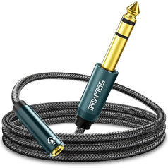 SOLMIMI 1/4 uz 1/8 austiņu adapteris 1,2 m no 6,35 mm vīriešu uz 3,5 mm sieviešu TRS stereo audio ligzdas adaptera kabelis mikserim, ģitārai, pastiprinātājam, klavierēm, klaviatūrai, tastatūrai, pastiprinātājam, skaļrunim, 1,2 m