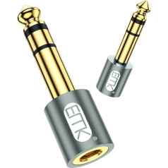 EMK 2 Stück 6,35 mm auf 3,5 mm Audio-Adapter, 1/4 Stecker auf 1/8 Buchse, Stereo-Kopfhörer-Adapter, vergoldet für Lautsprecher, Kopfhörer, Gitarre, Digitalpiano, Verstärker, Grau