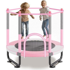 VEVOR Bērnu batuts Āra batuts Mini brīvā laika batuts 1545 mm maziem bērniem ar drošības tīklu un basketbola grozu Dzimšanas dienas dāvana Ziemassvētku rotaļlieta bērniem no 3 gadiem Rozā krāsā