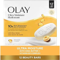 Olay Ultra Moisture skaistumkopšanas batoniņš ar šī sviestu, 6 skaistumkopšanas batoniņi - dubultie iepakojumi, kopā 12 gabali, iepakojums var atšķirties