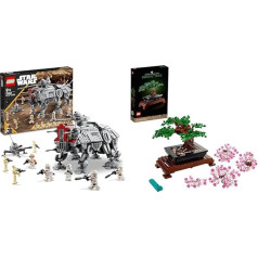 LEGO 75337 Star Wars at-TE Walker, pārvietojams rotaļlietu modelis un 10281 Ikonas Bonsai koka komplekts pieaugušajiem, augu mājas dekorēšanas komplekts ar ziediem