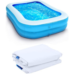 Victoper piepūšamais baseins, liels baseins, piepūšamais baseins bērniem, pieaugušajiem, vasaras ūdens ballītei, āra, garš baseins, taisnstūrveida, ģimenes baseins, zils, 78,7 x 59 x 19,7 collas