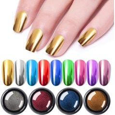 Chonor Nail Art Glitter Dust Powder Super Magic Mirror Effect Powder Glitter Powder Glitter Pigment Nail Art Shiny Decoration Manikīra salons padomi - Tīra krāsa Metāla pārklājumu pulveris