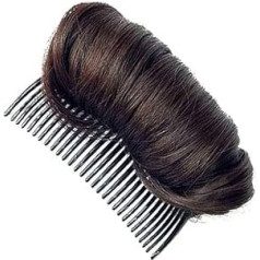 Matu pušķis, neredzams viltus matu klips, matu bāze, Bump pūkains matu spilventiņš, matu ieliktnis, stila ieliktnis, paaugstināts matu spilventiņš, matu aksesuāri sievietēm, dāmām, meitenēm (tumši brūns)