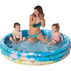 Smart-Planet Peppa Pig piepūšamais baseins - 150 x 25 cm - 3 riņķu baseins Peppa Pig - Bērnu baseins - Bērnu baseins - Peldbaseins - Virszemes baseins
