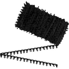 Pogu caurumu lente ar elastīgu 14 mm melnu auklu, kāzu pogu cilpas, pogu pinums, šūšana, mežģīņu apdare, polsterējums kāzām, kostīms, DIY, amatniecība, šūšana, kleita, apdare, 22 metri.