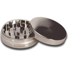 Black Leaf BL Mini 2-daļīgā metāla smalcinātāja ar alumīnija pārklājumu, asa, ar gravējumu, alumīnija, bez plastmasas (pelēks, diametrs 55 mm)