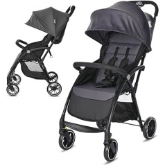 Lorelli Fresh bērnu ratiņi, sporta ratiņi, mazi, salokāmi, tikai 5,9 kg, kompakts sporta sēdeklis līdz 22 kg, bērnu ceļojumu ratiņi ar pudeles turētāju, salokāmi ar vienu roku, pelēki