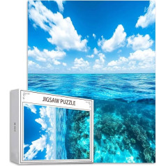 Mīklu 1000 gabaliņu balta mākoņa puzle pieaugušajiem, DIY lielie mīklu paklāji, koka puzle pieaugušajiem bērniem no 12 gadiem Koka mozaīkas ezera prasmju spēle visai ģimenei, dāvanas D-508