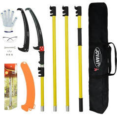 Augstu zaru zāģis ar teleskopisko statni, 4 m teleskopiskais zaru zāģis, regulējams garums, profesionāls teleskopiskais zāģis ar zāģa uzmavu, somiņa augstiem zariem, bieziem zariem un apvedceļam