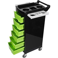 Frizētavas ratiņi 6 līmeņi ar 4 riteņiem un instrumentu paplāti Salona ratiņi ar 2 slēdzenēm Durvju durvis Friziera darba ratiņi Darba kaste melna