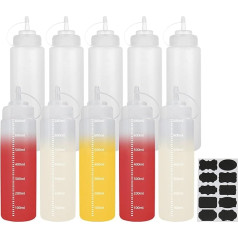 ASelected 10 lielu izspiežamu pudeļu iepakojums, mērču pudeles, izspiežamas pudeles ar vāciņiem, XL, 680 ml, stabilas un nesatur BPA