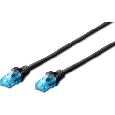 Patch cord rj45-rj45, cat.5e, u/utp, avg 26/7, pvc, 0,25 m, melns