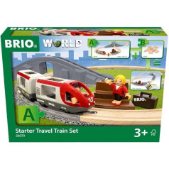 BRIO World 36079 Ceļojošā vilciena sākumkomplekts A, 22 detaļu koka rotaļu vilciena komplekts bērniem no 3 gadu vecuma