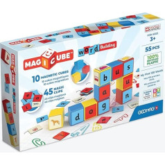 Geomag, Magicube vārdu veidošanas klipi, magnētiskās spēles bērniem no 3 gadu vecuma, angļu valodas mācību komplekts, 79 gabaliņu komplekts
